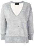 cropped marled detail sweatshirt