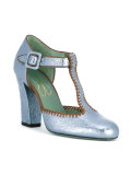 crochet detail T-strap pumps
