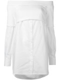 off-shoulder button down knit top