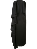 ruffled strapless midi dress