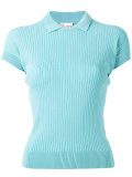 ribbed knit polo top