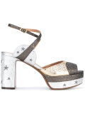 metallic star print sandals