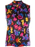 pussy bow sleeveless top