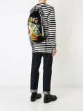 tiger embroidered drawstring backpack