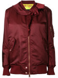 ruffled trim bomber jacket 