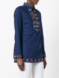 embroidered open neck top 