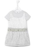 embellished waist cloqué dress