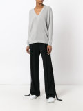 V-neck ribbed jumper