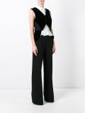 layered velvet patch jumpsuit
