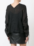 drawstring sleeves sheer blouse