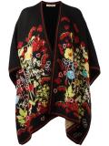 floral intarsia knitted poncho