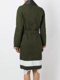 contrast stripe belted coat 