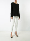 lace-up sleeve sweater
