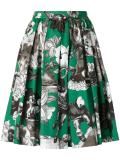 multiple print gathered skirt
