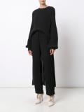 pleated skirt detail tuxedo trousers