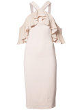 fitted ruffle trim dress