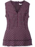 plaid V-neck blouse