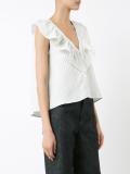ruffled V-neck buttoned tank