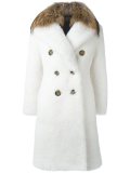 raccoon fur collar double breasted coat