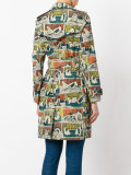 printed gabardine trench coat