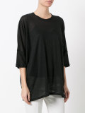 three-quarters sleeve sheer T-shirt