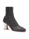 metallic heel ankle boots