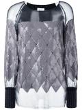 sequined sheer knit blouse