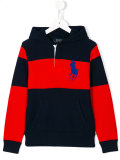 striped logo embroidered hoody