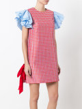 ruffle sleeve checked dress