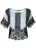 lace application striped T-shirt