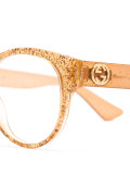 transparent glitter curved glasses