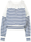 striped cold shoulder jumper