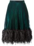 feather trim pleated skirt