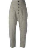 button front cropped trousers