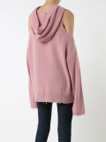 open-shoulder distressed hem hoodie