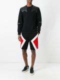 faux-leather insert sweatshirt