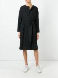 collarless belted coat