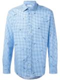 fish print checked shirt