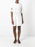embroidered flowers shift dress