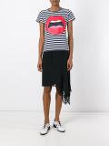 mouth print striped T-shirt 