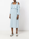 fluted sleeve cold shoulder dress