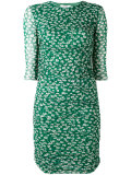 ruched leaf print dress