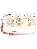 flower embellished clutch bag 