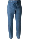 tie waist jogger denim effect tapered trousers