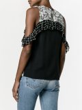 grid and floral print top