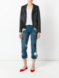 knitted patches cropped jeans