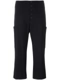 drop-crotch flared cropped trousers