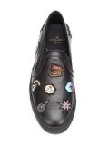 patch embroidered slip-on sneakers