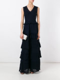 tiered v-neck knitted gown