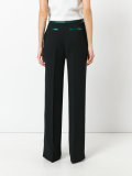 satin-trim wide-leg pants